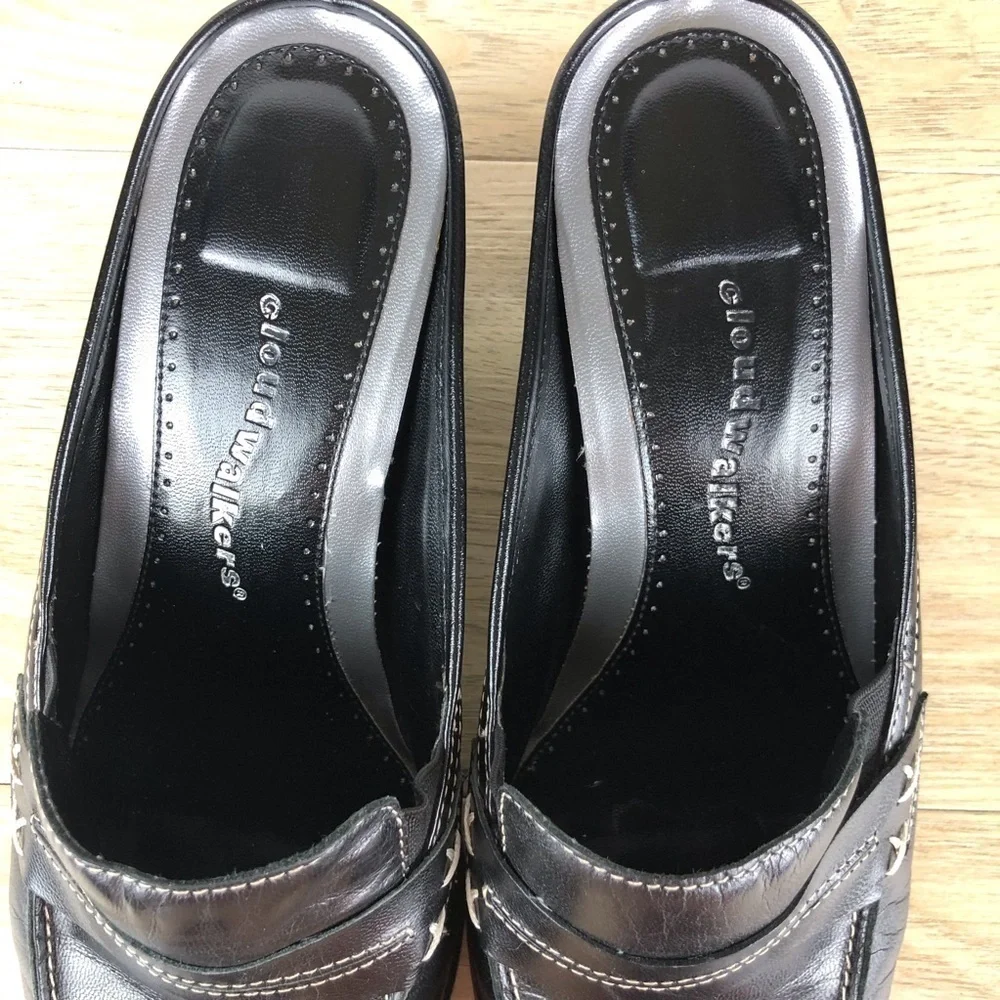 Cloud Walker Port  Mules Black Sz 8.5W 3” Heel - Picture 6 of 8